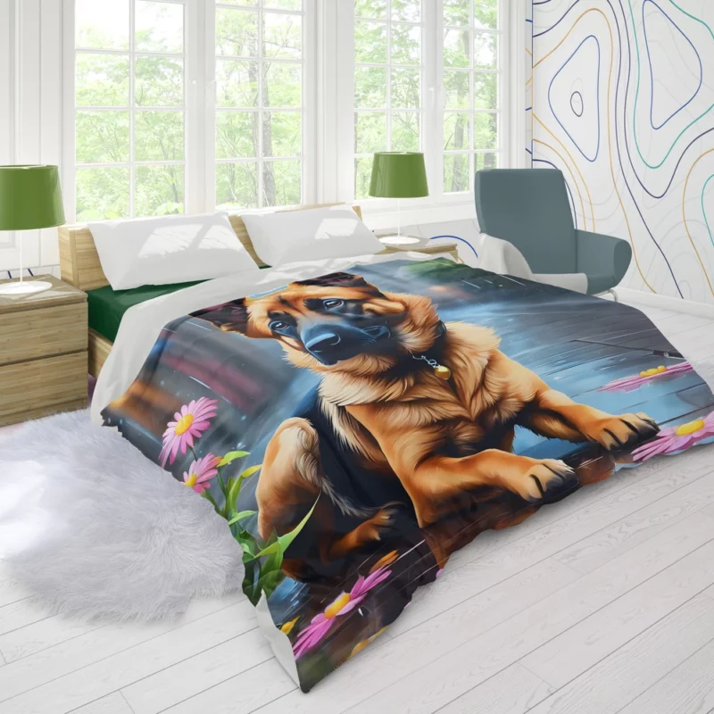 Energetic Belgian Malinois Dog Canine Athlete Duvet Cover