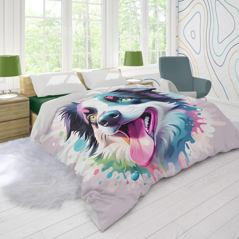 Energetic Border Collie Dog Enthusiast Duvet Cover