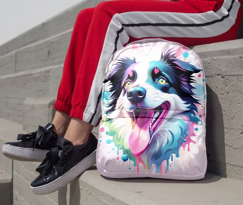 Energetic Border Collie Dog Enthusiast Minimalist Backpack 1