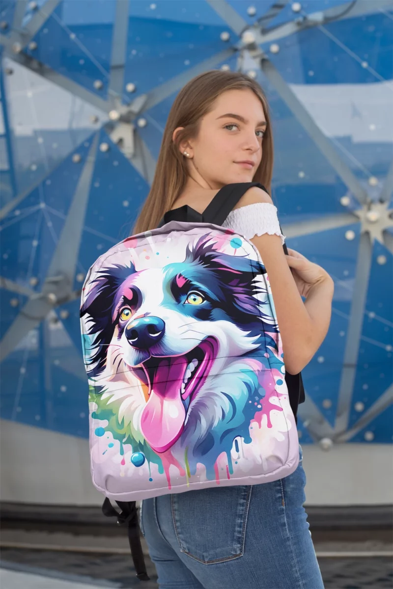 Energetic Border Collie Dog Enthusiast Minimalist Backpack 2