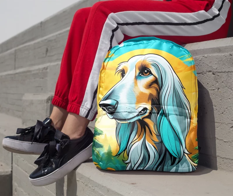 Flaunting Afghan Hound Flair Dog Style Minimalist Backpack 1