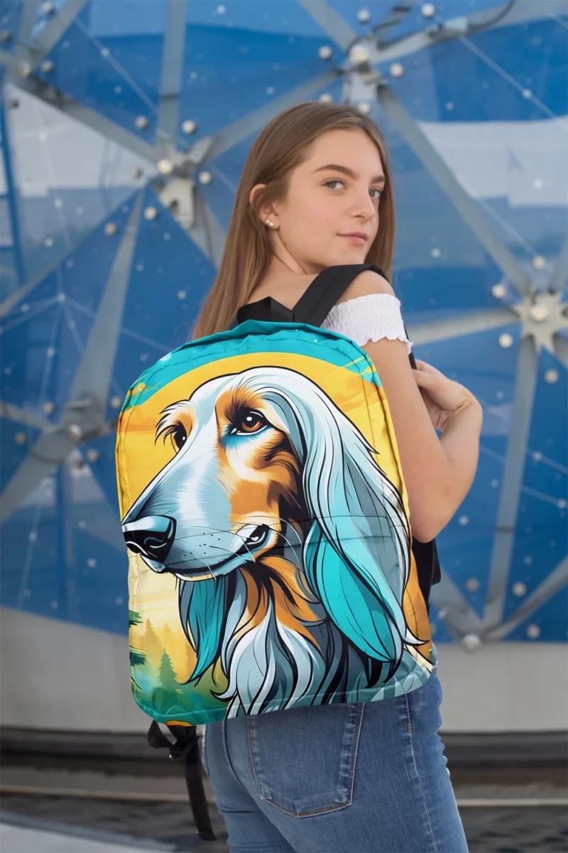 Flaunting Afghan Hound Flair Dog Style Minimalist Backpack 2