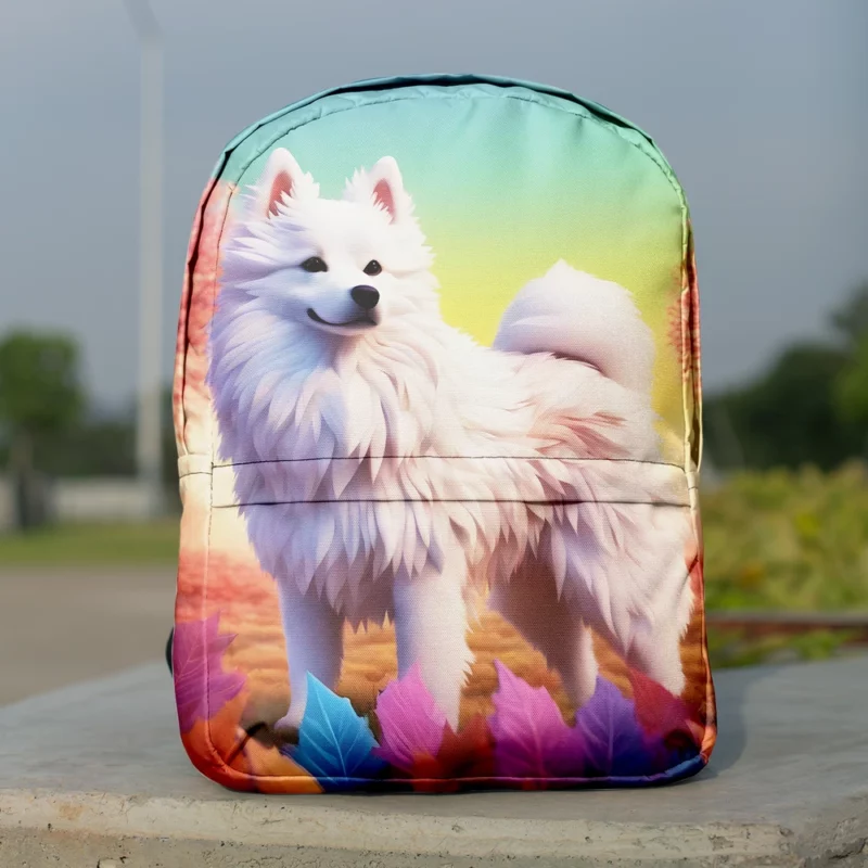 Fluffy American Eskimo Dog Winter Companion Minimalist Backpack