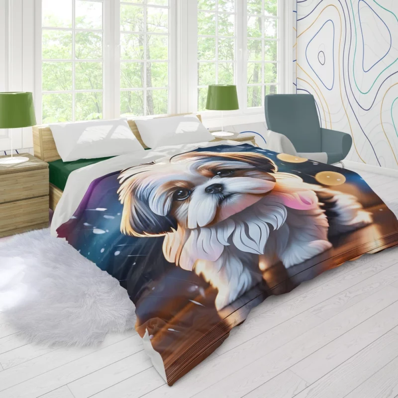 Fluffy Charm Shih Tzu Dog Duvet Cover