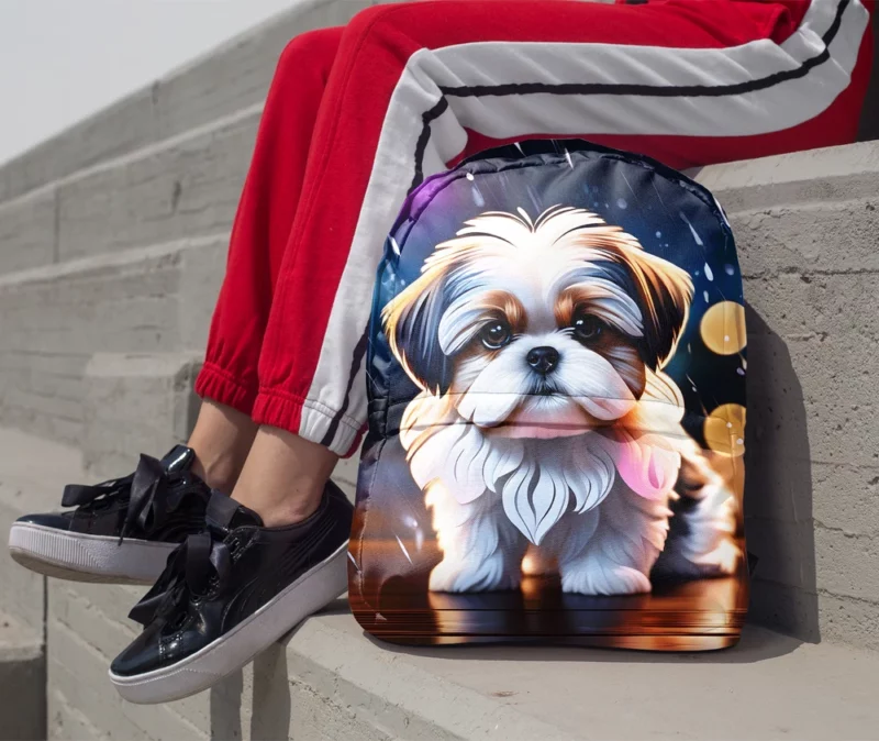 Fluffy Charm Shih Tzu Dog Minimalist Backpack 1