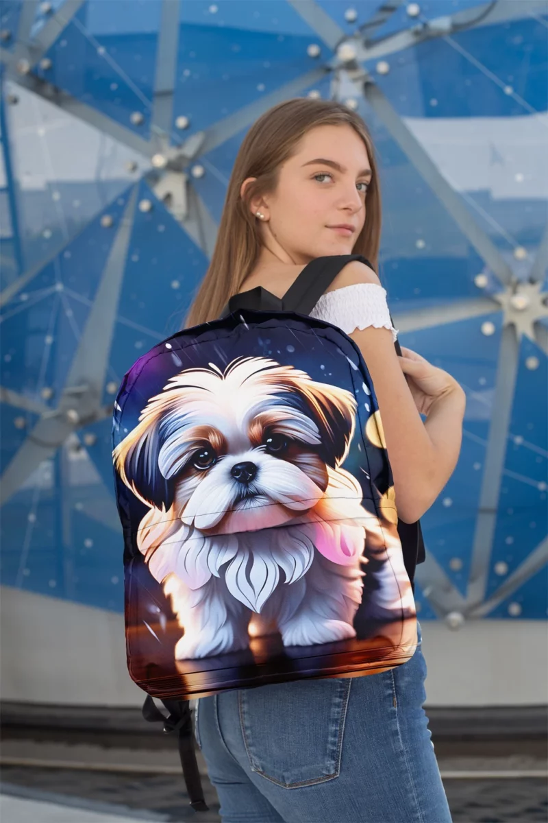 Fluffy Charm Shih Tzu Dog Minimalist Backpack 2