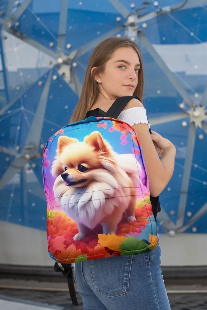 Fluffy Elegance Pomeranian Dog Companion Minimalist Backpack 2