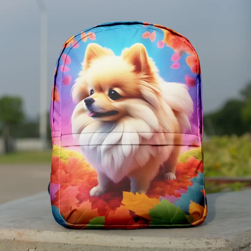 Fluffy Elegance Pomeranian Dog Companion Minimalist Backpack