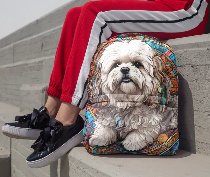 Fluffy Elegance Shih-Poo Dog Minimalist Backpack 1