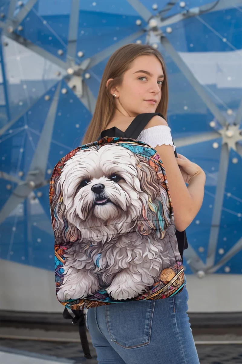 Fluffy Elegance Shih-Poo Dog Minimalist Backpack 2