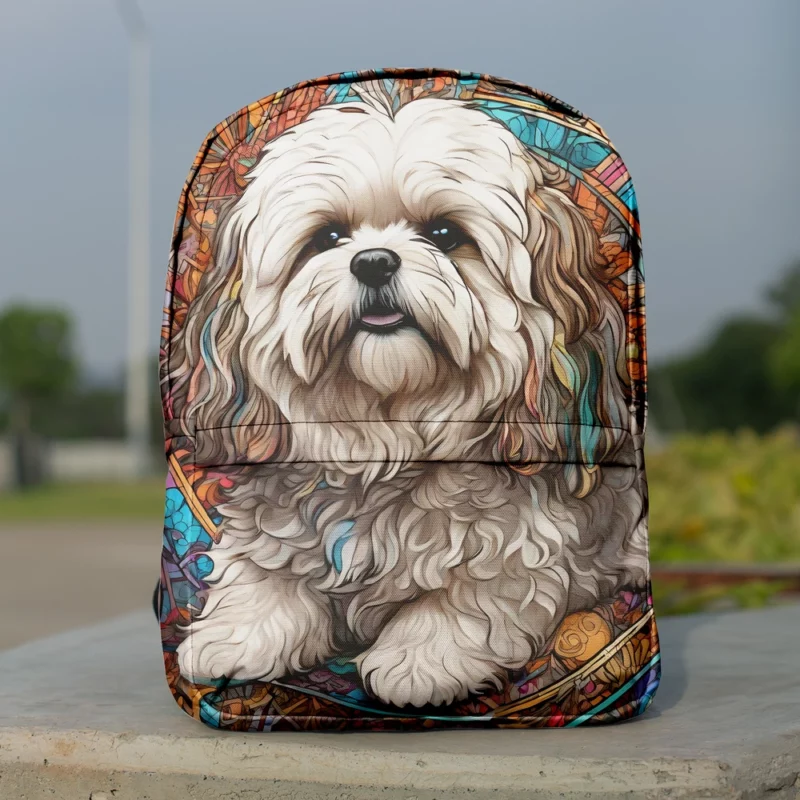 Fluffy Elegance Shih-Poo Dog Minimalist Backpack