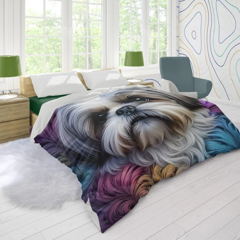 Fluffy Elegance Shih Tzu Dog Duvet Cover