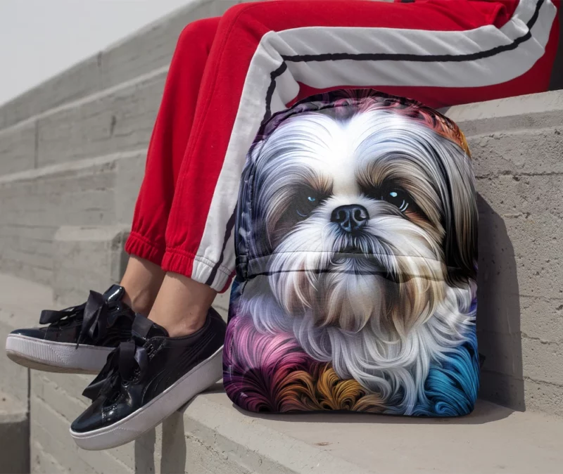 Fluffy Elegance Shih Tzu Dog Minimalist Backpack 1