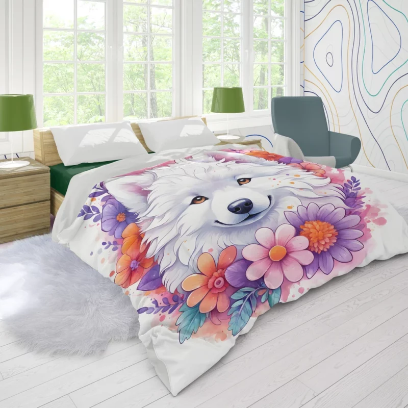 Fluffy Wonder Samoyed Dog Breed Duvet Cover