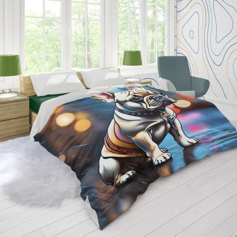 French Bulldog Pup Teen Birthday Surprise Duvet Cover