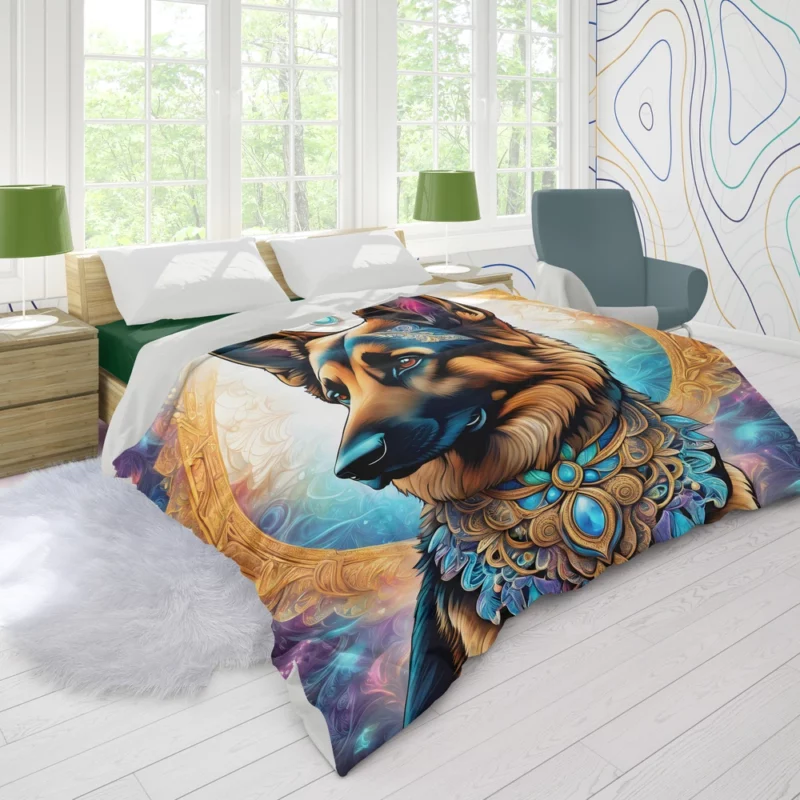 German Shepherd Dog Delight Teen Joyful Surprise Duvet Cover