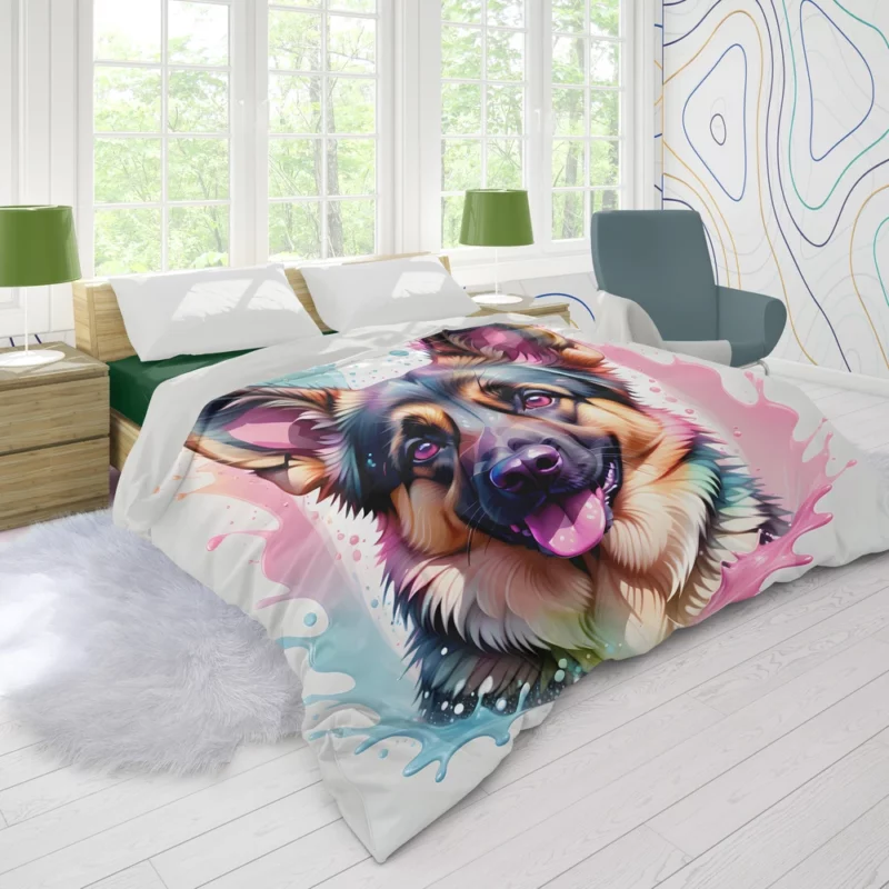 German Shepherd Pup Teen Birthday Surprise Duvet Cover