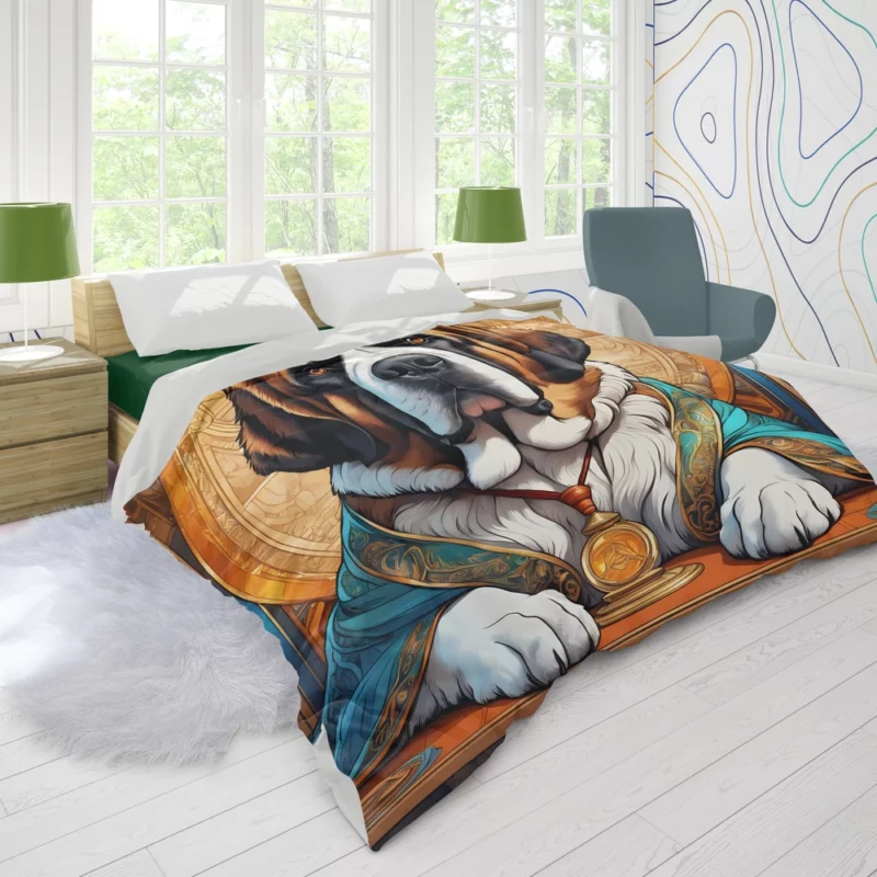 Giant Companion Saint Bernard Dog Duvet Cover