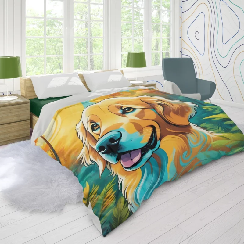 Golden Retriever Dog Pup Teen Birthday Surprise Duvet Cover