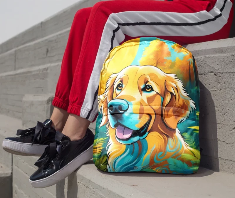 Golden Retriever Dog Pup Teen Birthday Surprise Minimalist Backpack 1