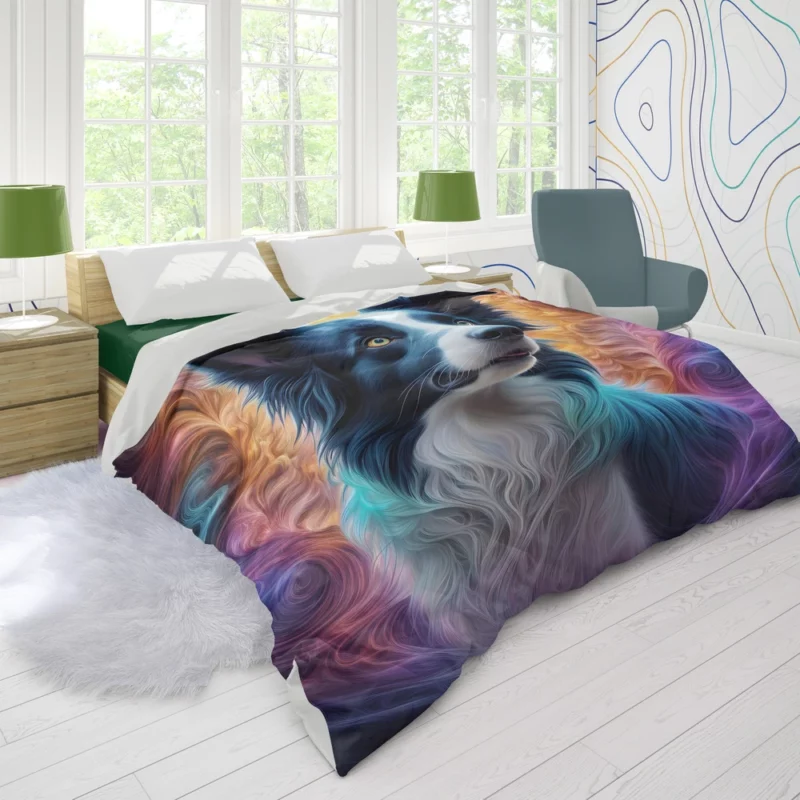 Graceful Border Collie Dog Performer Duvet Cover