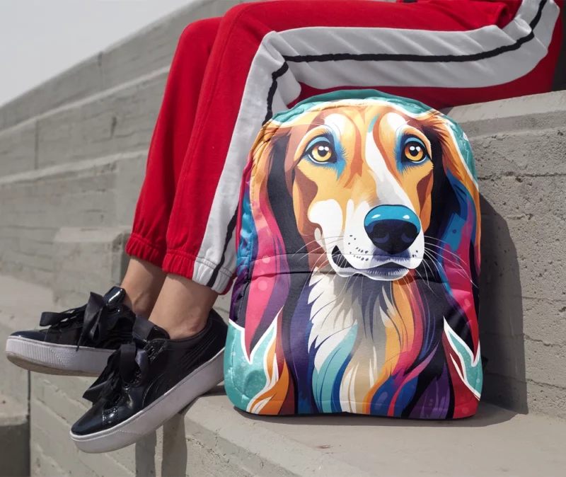 Graceful Gazehound Saluki Dog Minimalist Backpack 1