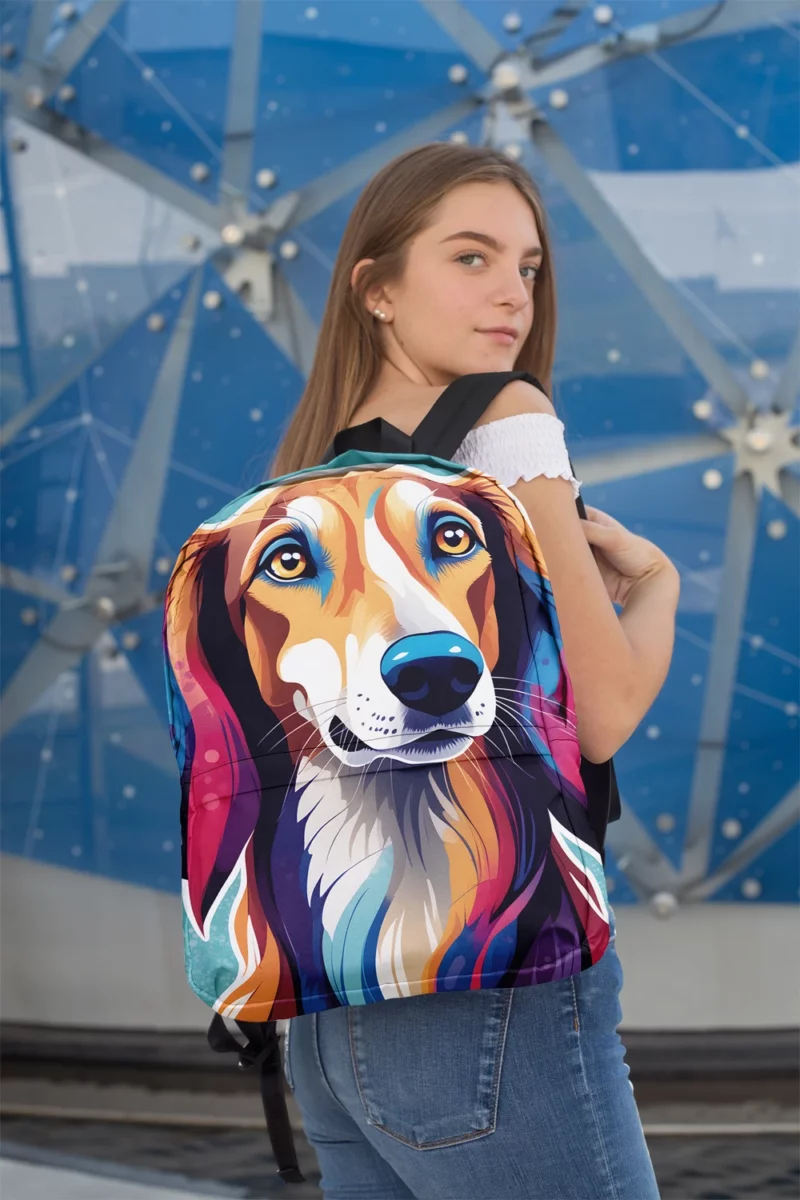 Graceful Gazehound Saluki Dog Minimalist Backpack 2