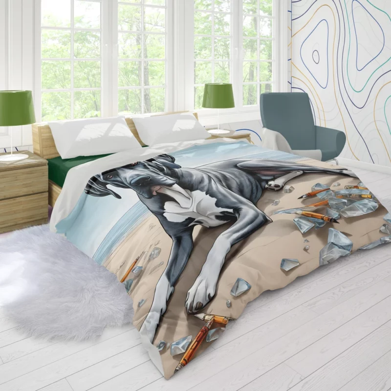 Great Dane Dog Pup Teen Birthday Surprise Duvet Cover