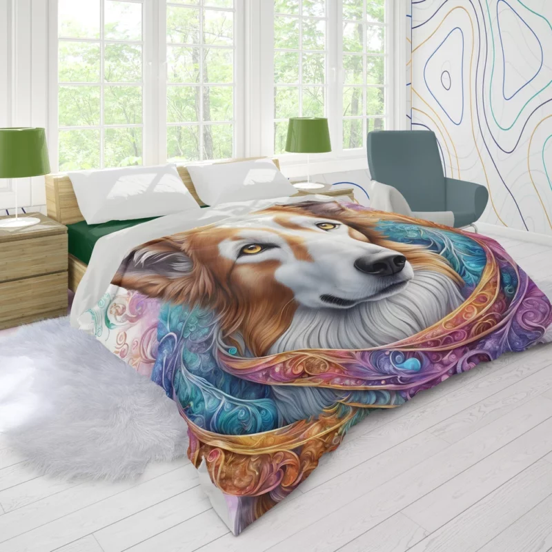 Intelligent Borzoi Dog Explorer Duvet Cover