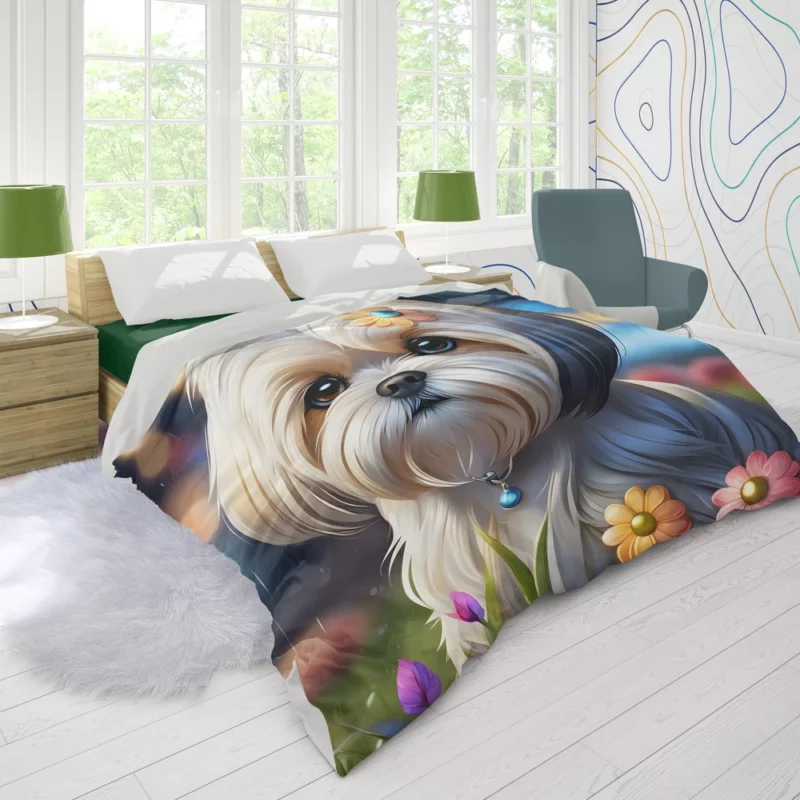 Lhasa Apso Pup Teen Birthday Surprise Duvet Cover