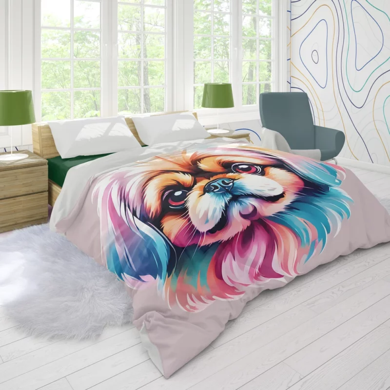 Loving Lap Dog Pekingese Charm Duvet Cover