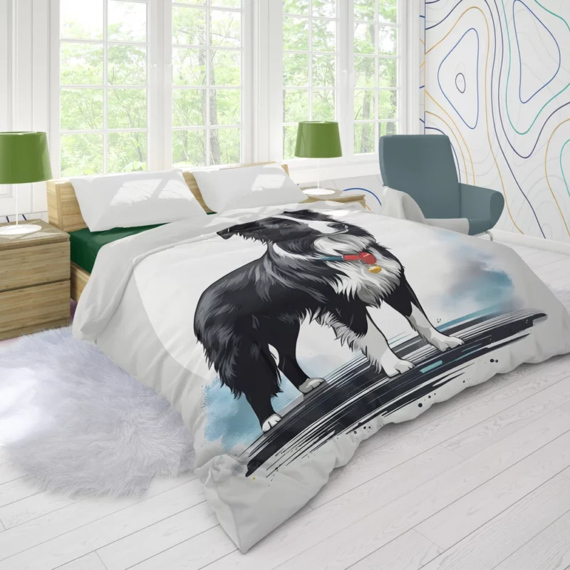 Loyal Border Collie Dog Guardian Duvet Cover