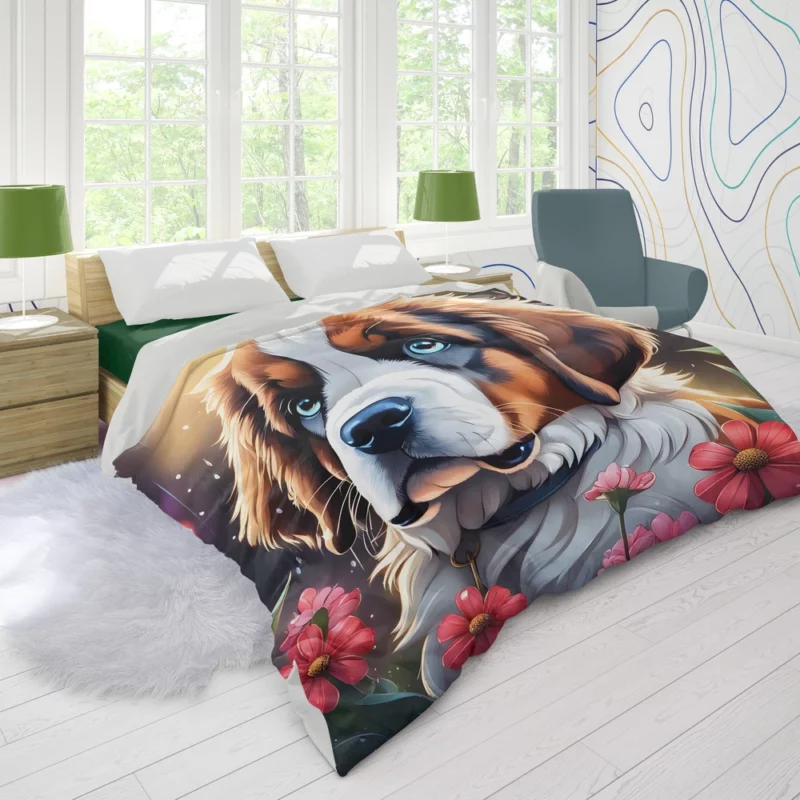 Loyal Saint Bernard Dog Friend Duvet Cover