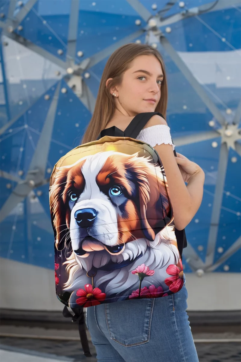 Loyal Saint Bernard Dog Friend Minimalist Backpack 2