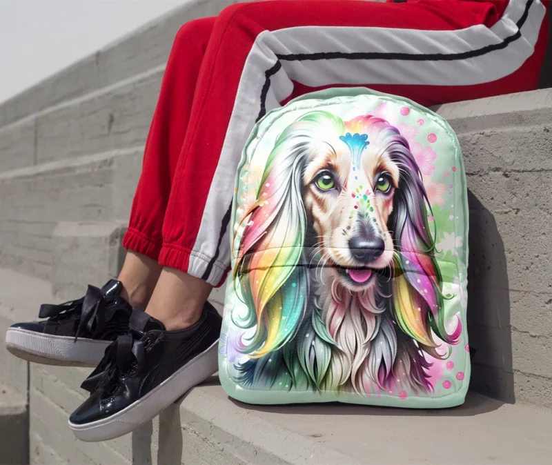 Majestic Mane Afghan Hound Dog Minimalist Backpack 1