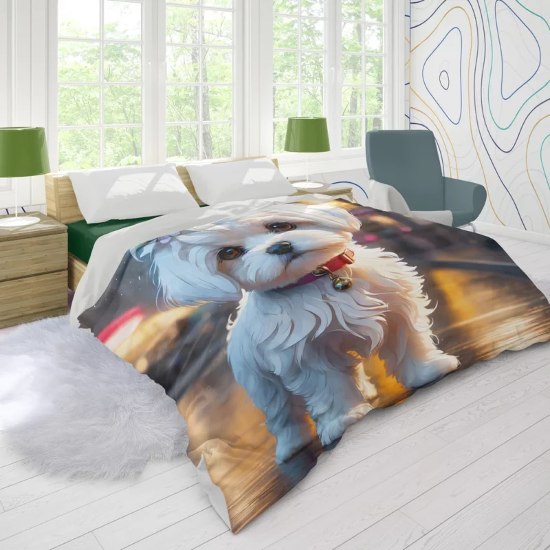 Maltese Pup Teen Birthday Surprise Duvet Cover