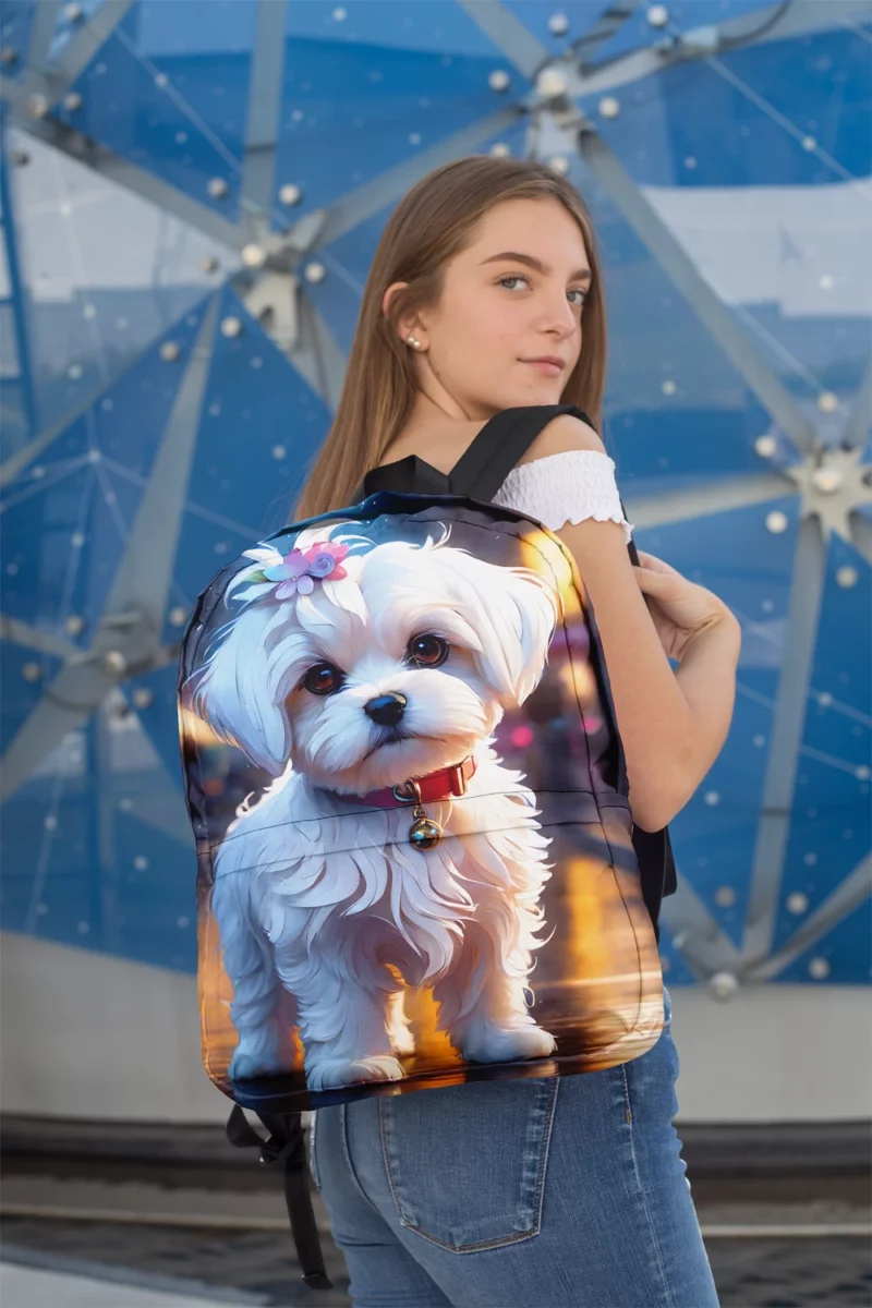 Maltese Pup Teen Birthday Surprise Minimalist Backpack 2