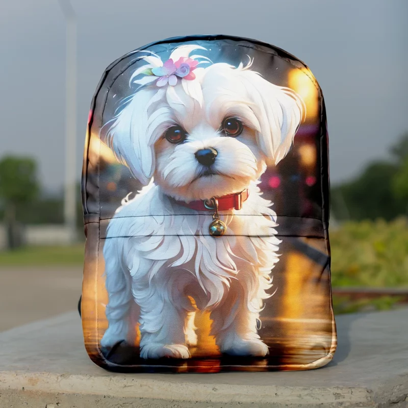 Maltese Pup Teen Birthday Surprise Minimalist Backpack