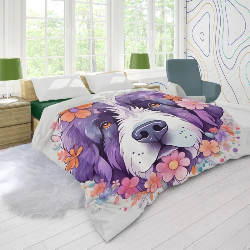 Newfoundland Pup Teen Birthday Surprise Duvet Cover