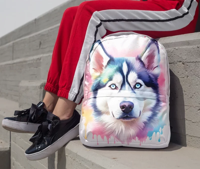 Northern Beauty Siberian Husky Dog Minimalist Backpack 1