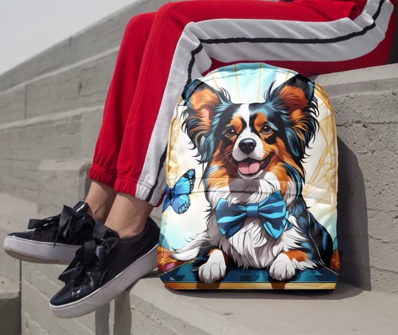 Papillon Dog Joyful Canine Friend Minimalist Backpack 1