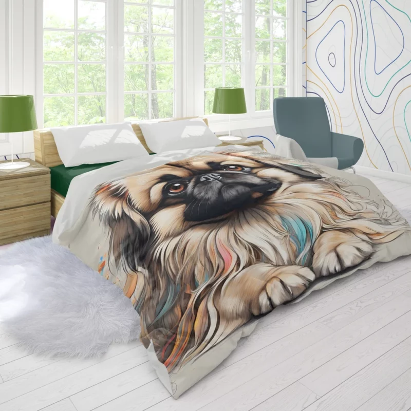 Pekingese Adorable Fluffy Lap Dog Duvet Cover