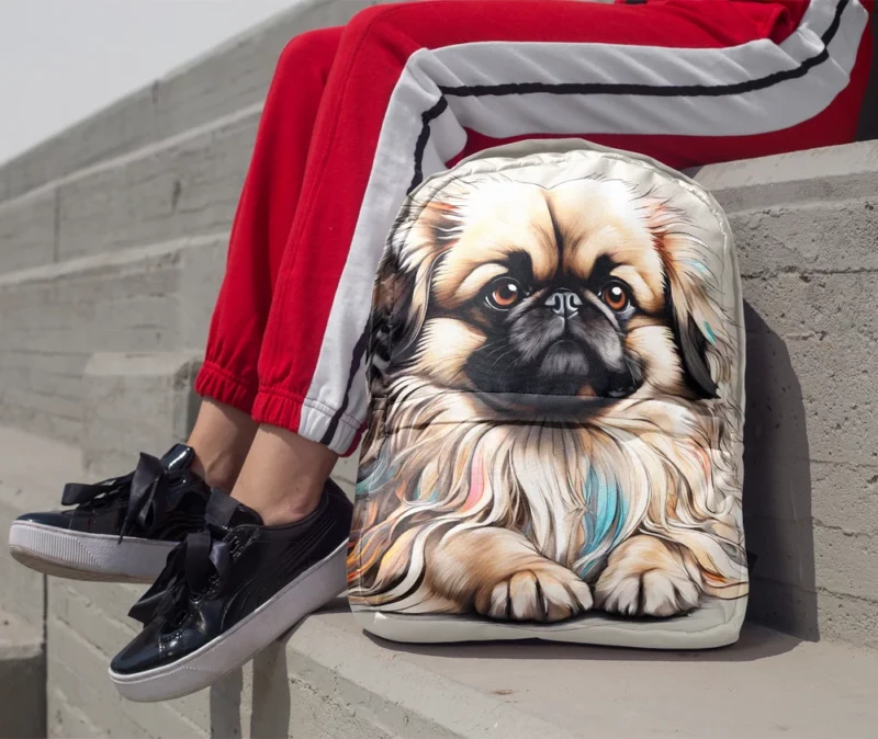 Pekingese Adorable Fluffy Lap Dog Minimalist Backpack 1