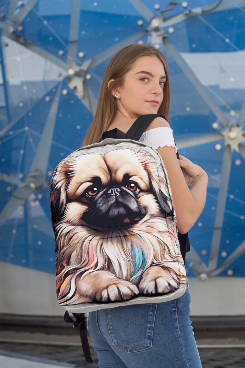 Pekingese Adorable Fluffy Lap Dog Minimalist Backpack 2