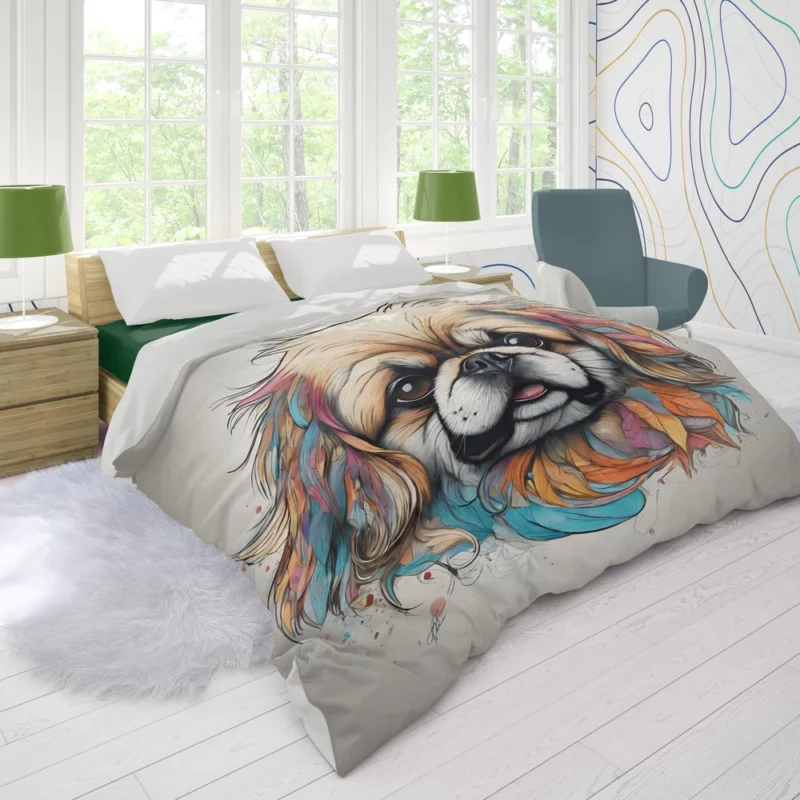 Pekingese Pup Royal Furry Friend Duvet Cover