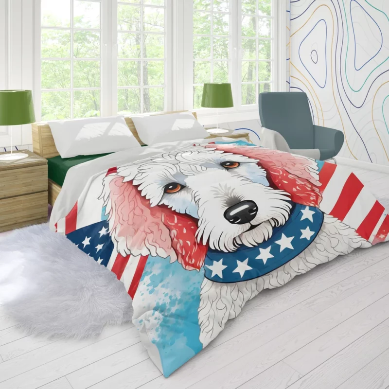 Playful Bedlington Terrier Spirit Dog Joy Duvet Cover