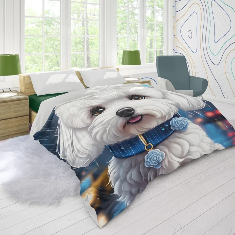 Playful Bichon Frise Dog Enthusiast Duvet Cover