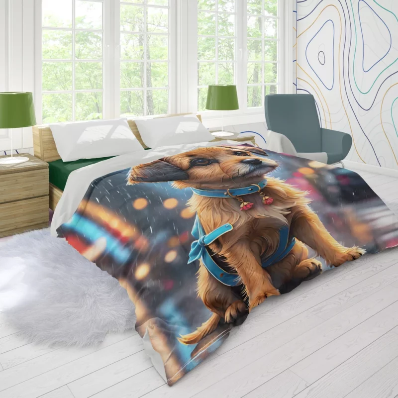 Playful Border Terrier Dog Enthusiast Duvet Cover