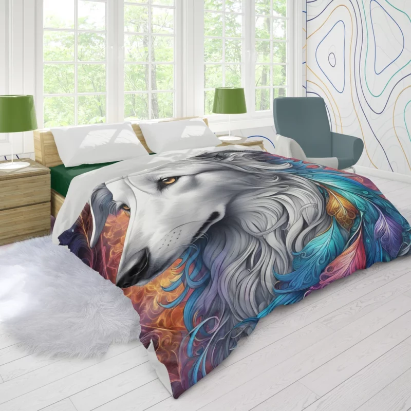 Playful Borzoi Dog Charmer Duvet Cover