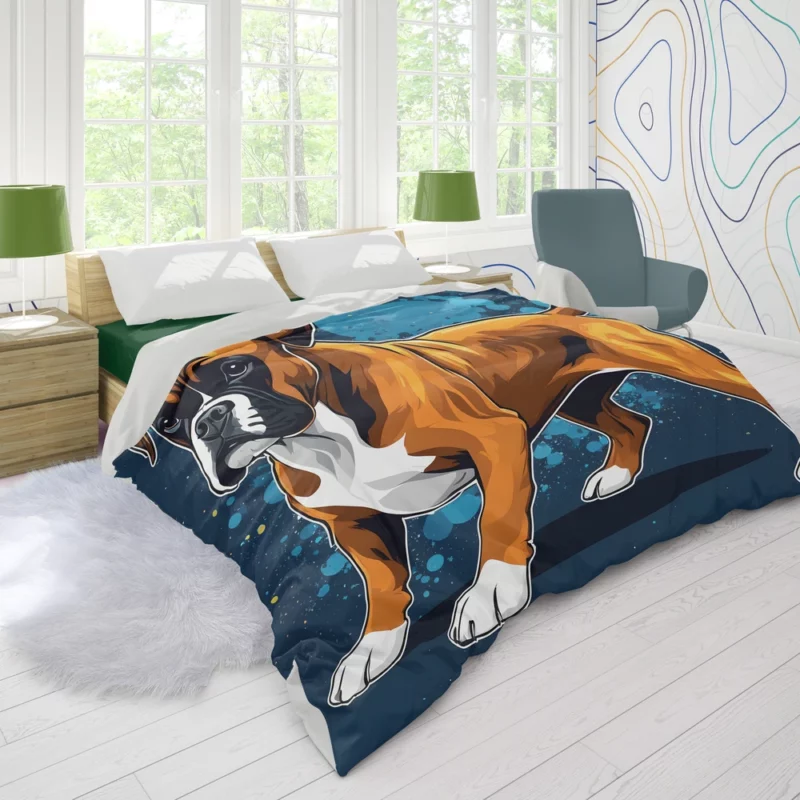 Playful Boxer Dog Energetic Athlete Duvet Cover